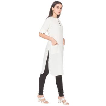 Yellow plain cotton long-kurtis 4