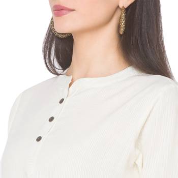 Yellow plain cotton long-kurtis 5