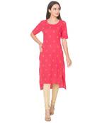 Rose printed cotton long-kurtis