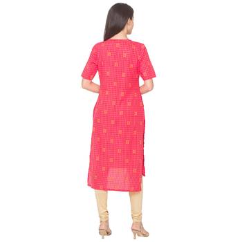 Rose printed cotton long-kurtis 3