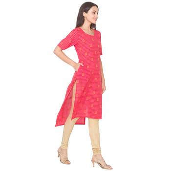 Rose printed cotton long-kurtis 4