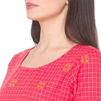Rose printed cotton long-kurtis 5
