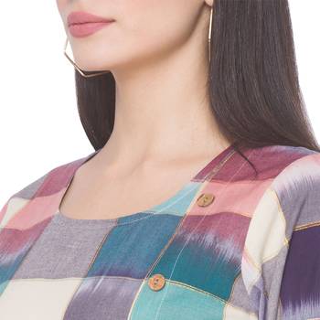 Multicolor woven cotton long-kurtis 5