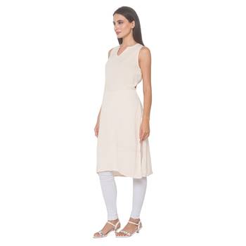 Off-white woven viscose rayon long-kurtis 4