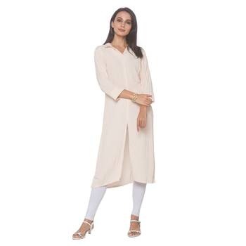 Off-white woven viscose rayon long-kurtis 2