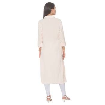 Off-white woven viscose rayon long-kurtis 3