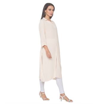 Off-white woven viscose rayon long-kurtis 4