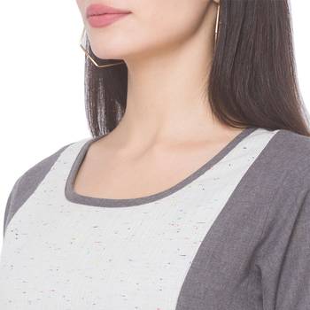 Grey plain cotton long-kurtis 5