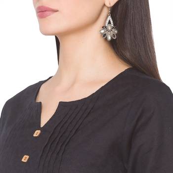 Pink plain cotton long-kurtis 5