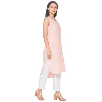 Pink woven viscose rayon long-kurtis 4