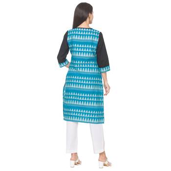 Black plain cotton long-kurtis 3