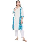 Off-white plain linen long-kurtis