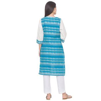Off-white plain linen long-kurtis 3