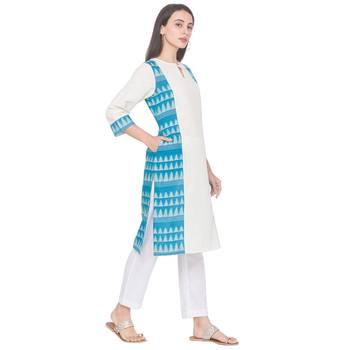 Off-white plain linen long-kurtis 4