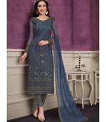 Dark Grey Net Party Wear Salwar Kameez