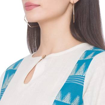 Off-white plain linen long-kurtis 5