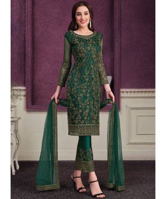 Green Net Party Wear Salwar Kameez 1