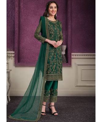 Green Net Party Wear Salwar Kameez 2