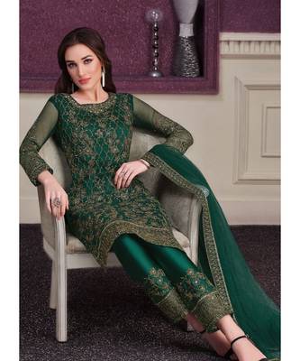 Green Net Party Wear Salwar Kameez 3