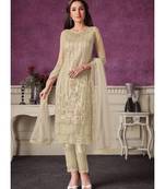 Off White Net Party Wear Salwar Kameez