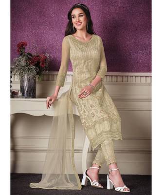 Off White Net Party Wear Salwar Kameez 3