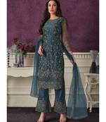 Dark Grey Net Party Wear Salwar Kameez