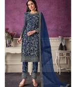 Royal Blue Net Party Wear Salwar Kameez