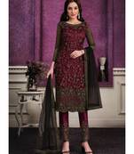 Wine Net Party Wear Salwar Kameez