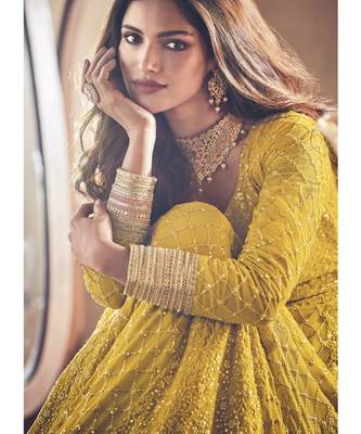 Yellow Georgette Anarkali Salwar Kameez 3