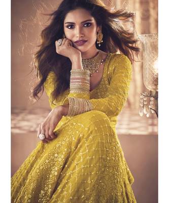 Yellow Georgette Anarkali Salwar Kameez 4