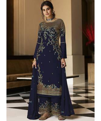 Royal Blue Georgette Party Wear Salwar Kameez 1