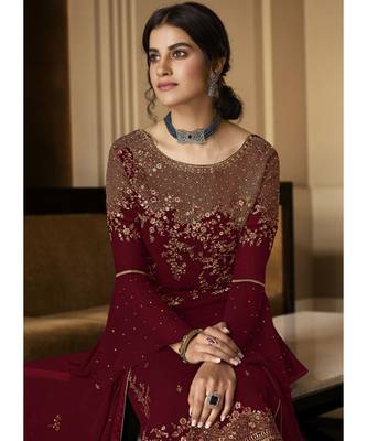 Maroon Georgette Party Wear Salwar Kameez 2