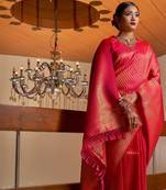 Pink Color Traditional Kanjivaram & Kanchipuram WOVEN SILK BLEND Style Inspired Designer saree
