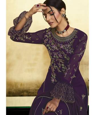 Purple Georgette Party Wear Salwar Kameez 2