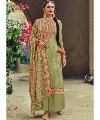 Sea Green Georgette Party Wear Salwar Kameez 1