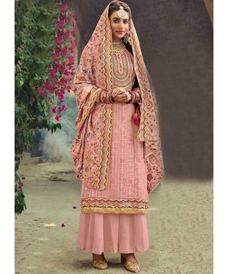 Baby Pink Georgette Party Wear Salwar Kameez 1