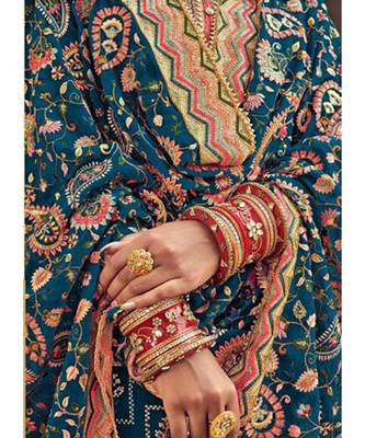 Teal Georgette Party Wear Salwar Kameez 2