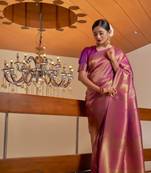 Purple Color Traditional Kanjivaram & Faux KanchipuramWOVEN SILK BLEND Style Inspired Designer saree