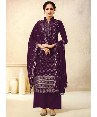 Purple Georgette Party Wear Salwar Kameez 1