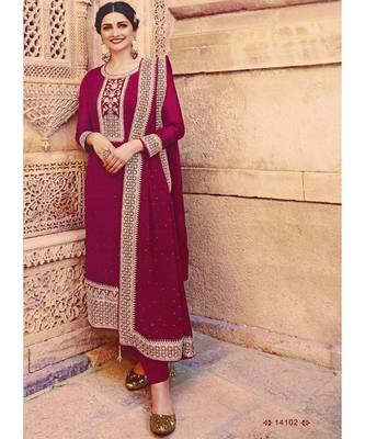 Rani Pink Georgette Party Wear Salwar Kameez 1