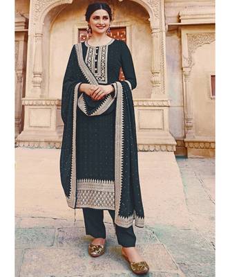 Navy Blue Georgette Party Wear Salwar Kameez 1