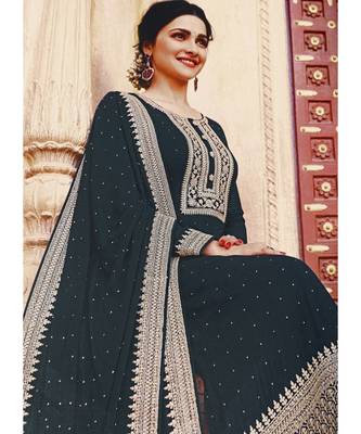 Navy Blue Georgette Party Wear Salwar Kameez 2