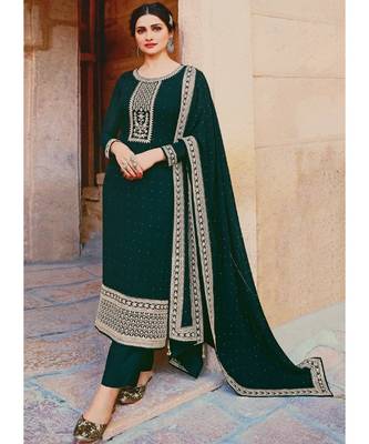 Dark Green Georgette Party Wear Salwar Kameez 1
