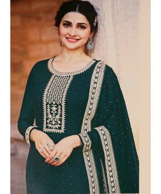Dark Green Georgette Party Wear Salwar Kameez 2