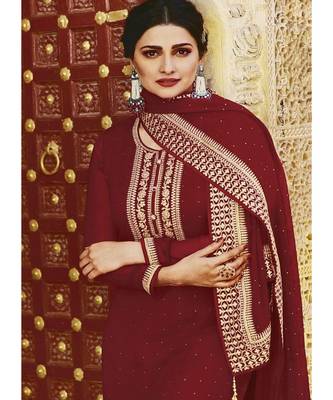 Maroon Georgette Party Wear Salwar Kameez 2
