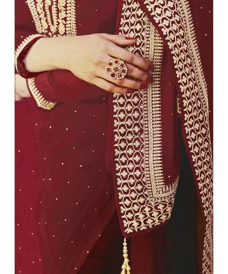 Maroon Georgette Party Wear Salwar Kameez 3
