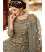 Grey Net Party Wear Salwar Kameez