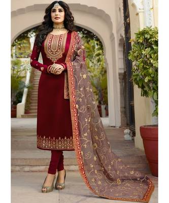 Maroon Georgette Party Wear Salwar Kameez 1