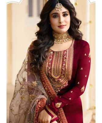 Maroon Georgette Party Wear Salwar Kameez 2