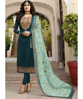 Teal Georgette Party Wear Salwar Kameez 1